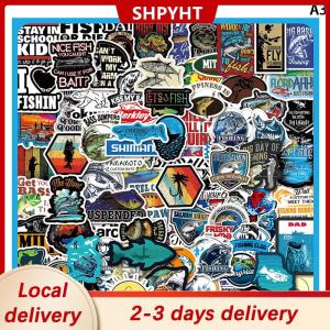 [COD] Ship within 24 hours Funny Phone Laptop Skateboard Car Fridge Glass Box Tank Bucket DIY Decoration 50 100pcs Fisherman Fish Outdoor Go Fishing Stickers