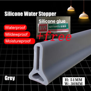 Shower Door Dam Water Stopper Collapsible Shower Threshold Water Barrier Waterproof Strip for Bathroom Kitchen (height 5.0cmLength 0.5/1.2/1.5/1.8/2/2.5/3m)
