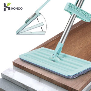 Konco Magic Squeeze mop Hands wash Free Flat Mop Microfiber Mop For Washing Floor Home Cleaning Tool Bathroom Cleaner with 2 pieces mop cloth