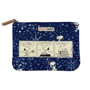 Cath Kidston x Peanuts Limited Edition Canvas Pouch Snoopy Kingswood Rose Floral Pattern Warm Cream / Mustard Yellow Color 105394517239102