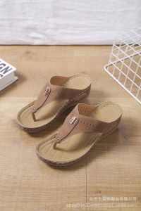 [Free Shipping] Large-Size Stitched Flip-Flops New Summer Style Wedge Heel Casual And Height-Increasing Sandals For Women