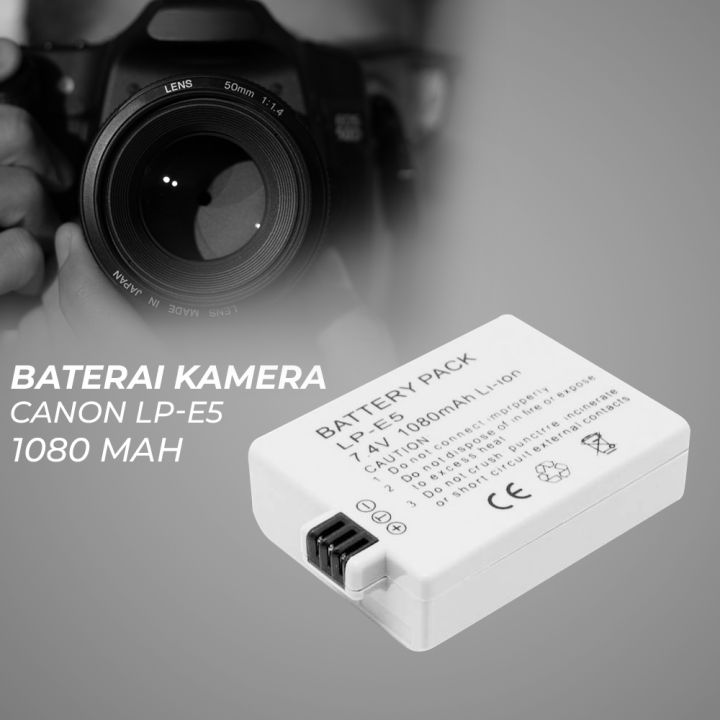 2 Batterie LP-E5 2100mAh Per Canon EOS 450D, 500D, 1000D, Rebel XS/XSi – Ricarica Con Originale