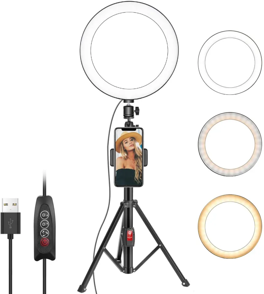 Neewer 10 Inches Selfie Ring Light with Tripod Stand and Cell