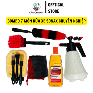 SGN4 COMBO 7 Xà Bông Rửa Xe SONAX GLOSS SHAMPOO 1L + Bình Xịt Rửa Xe Bọt Tuyết 2L + Dụng Cụ Rửa Xe