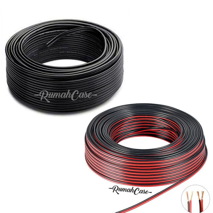 Kabel DC 2 Jalur 14 Serabut 5v 12v 24v per 5 meter 5m cable meteran merah  hitam untuk led strip baterai perangkat elektronik kecil
