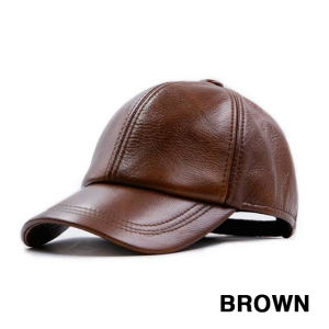 Genuine Leather Baseball Cap Free Size Retro Visor Outdoor adjustable Gift Men 2023 Raya Christmas - PRIMARY MATERIAL