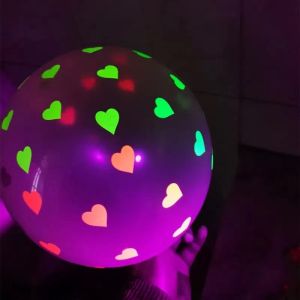 【Free Shipping】10Pcs 12inch UV Neon Glow Clear Balloons Happy Birthday Fluorescent Luminous Helium Balloons Black Light Glow Party Supplies