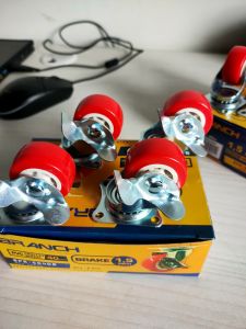 TINGGAL DORONG.! isi 8 DAN 4PCS Roda Hidup dan REM Nylon Merah + Rem HIDUP 1.5 Inch Kastor Caster PVC Troli
