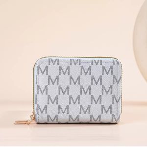 Women M-Letter Embroider Wallet Premium PU Leather Bifold Coin Purse Female Multi-Card Short Wallet