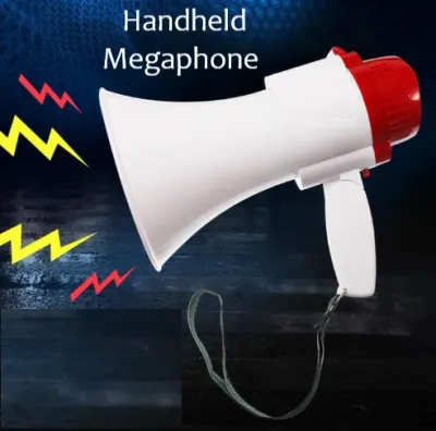 GP1 Loud Speaker Record Play Portable Handheld Megaphone Foldable Handle Strap Grip With Siren Voice Amplifier