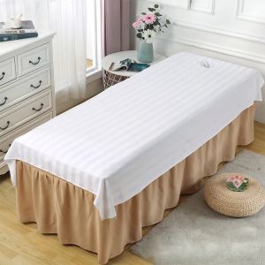 Beauty Massage Anti-Wrinkle Bed Sheet with Hole Striped Mercerized Cotton Tuina SPA Club Salon Bedding Table Cover