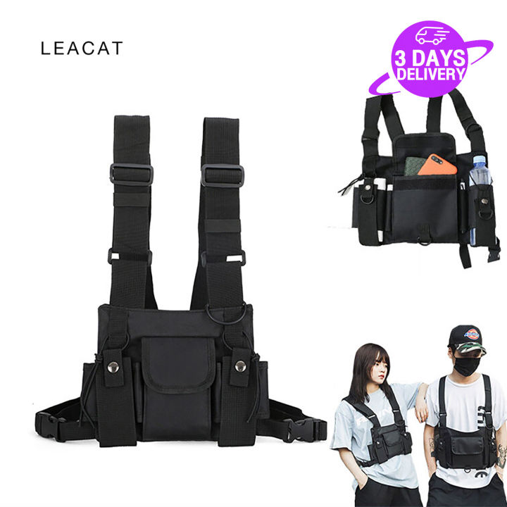 Leacat Waist Pack Nylon Adjustable Vest Hip Hop Streetwear Functional Tactical Harness Chest Rig Kanye West Chest Bag Lazada