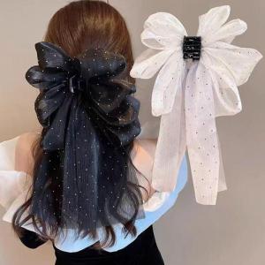 Ribbon Gauze Bow Hair Accessories Hair hairpin Female Back white Head Half-Tie Hair Clip Headdress
