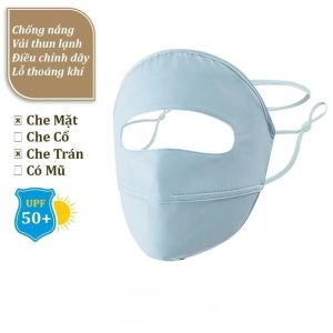 Khẩu Trang Che Mặt Che Trán Chống Nắng UPF 50+ – Vải Lụa Băng Mỏng Nhẹ Thoáng Mát Dễ Thở Hằng Ngày