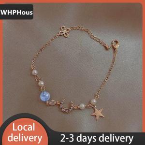 [COD] WHPHous Ship within 24 hours Exquisite Bracelets For Women Star Moon Zircon Pearl Bracelet Simple Send Girlfriend Wedding Bracelets Jewelry Gift