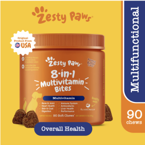 Zesty Paws 8-in-1 Multi-Vitamin & Supplements for Dog | 90 Soft Chews (4 flavours)