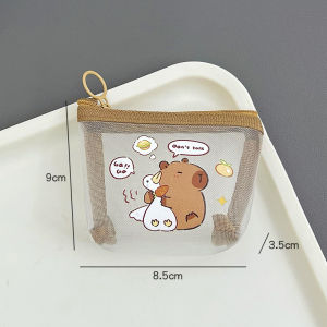 Dompet Koin ตาข่าย Kapibala กระเป๋าใส่เหรียญน่ารักซองจดหมายสีแดงแบบปากพกพา Capybara กระเป๋าใส่เหรียญขนาดเล็กกระเป๋าสตางค์