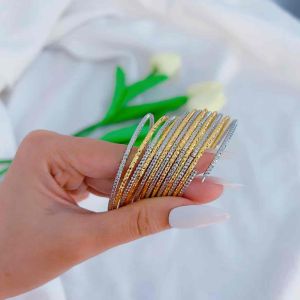 Vòng ximen tăm 7 chiếc hoạ tiết kim cương bộ vòng tuần bền màu 𝐊𝐚𝐦𝐢 trang sức sỉ XMT045