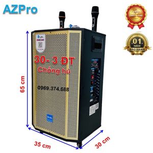 Loa kéo di động Bluetooth chính hãng AZPROAZ-1208Bass 30-3 đường tiếng thùng gỗ cao cấptặng 2mic không dây hát Karaoke