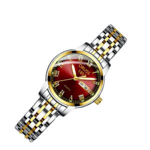 Swiss Brand High Quality ORUSS Womens Watch Fashion Imported Light-absorbing Stone Luminous Waterproof Quartz Watch Stainless Steel Strap Dual Calendar Simple Elegant Intellectual Elegance