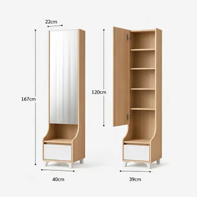 Full-Length Floor Standing Mirror With Hidden Multi-layer Storage Cabinet Minimalist Modern Bedroom Dressing Mirror