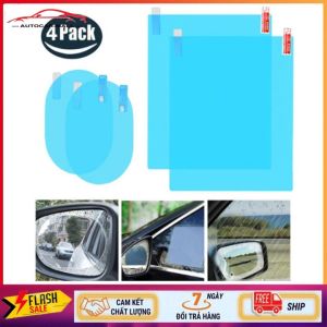Bộ 4 miếng dán chống đọng nước kính hông và gương chiếu hậu ô tô xe hơi cao cấp