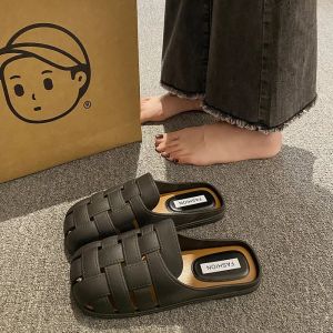 2025 New! Womens Rubber Flat Mules - Slip - Ons with Weave Pattern Straps Comfortable & Lightweight +1 up size Option #WT612