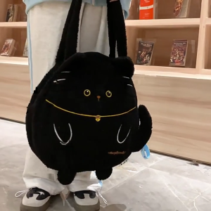 Fashion Plush Tote Bag Shoulder Bag Leisure Bag for Girl Women Versatile Shopping Bag Large Capacity Cartoon Cat Handbag