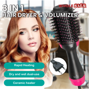 3 in 1 Hair Dryer Brush Blower Pengering Rambut Styling Volumizer 3 Level Heater Anti Frizz
