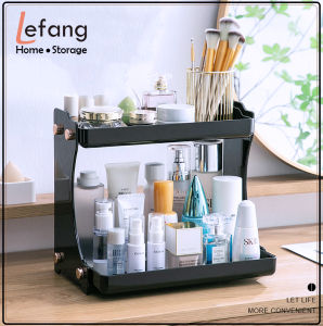 Lefang 2Tier Plastic Desktop Storage Rack for Cabinets PantryCosmetic OrganizerCountertop StorageBathroom Organizer