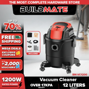 Buildmate Brand 12L Wet & Dry Vacuum Cleaner 1200W Heavy Duty Home & Workshop Use