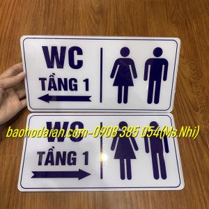 Biển báo chất liệu mica hướng dẫn nhà vệ sinh WC- KT15x30cm- Hình thật