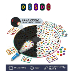 OSSDE Kids Detective Board Game with Night Mode Flashlight Interactive Family Tabletop Observation