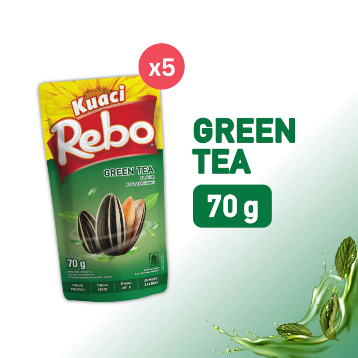[Paket isi 5] Rebo Kuaci Biji Bunga Matahari Green Tea 70gr - Random Packaging