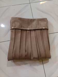 Rok Panjang Plisket Pinggang Kombinasi Pita Sleting Samping Polos A-Line Hitam Muslim Wanita