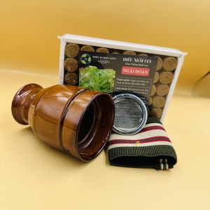 Cốc Xông Ngải Cứu Trăng- Nâu Kèm Vỏ Bọc Chống Nóng tặng Ngải Cứu  Đoạn Tự Nhiên