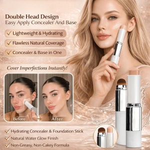 2 In 1 Foundation Stick Double Head Design Easy Apply Concealer And Base Lightweight Hydrating Water Glow Finish Natural Coverage Non Caking