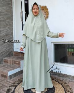 Gamis Umroh Set Wolfis Syari Kancing Busui/ Dress Wanita Set Hijab Syari Wolfis Azhari