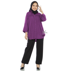 Kemeja Polos Jumbo Wanita Kemeja Katun Rayon Putih oversize kerut dada banyak warna