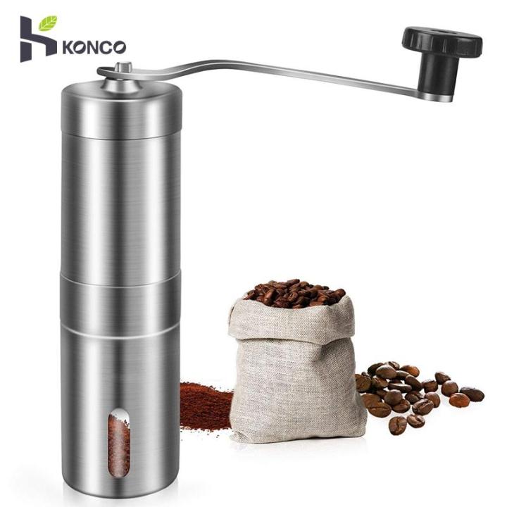 KONCO Stainless Steel Coffee Beans Grinders Mills, Manual Coffee