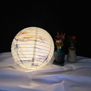 okdeals01 mid autumn festival lantern 中秋节灯笼diy Round Paper Lantern Lampshade Chinese Paper Lamp Holiday Supplies DIY Lamp Hanging Lantern Ball Mid Autumn