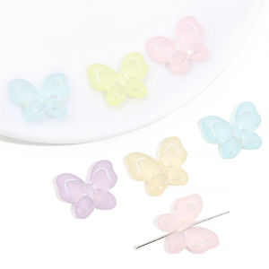 10Pcs 21x18mm Silver Line Frosted Acrylic Colorful Butterfly Beads Charms for Necklace Bracelet DIY Jewelry Craft Making