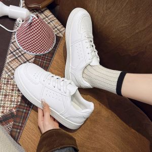 Free Shipping Casual Thick-Soled Sneakers For Women 2026 Spring/Autumn New Collection Korean Style Versatile White Sneakers Fashionable And Trendy Athletic Shoes