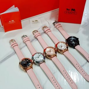 READY STOK - JAM TANGAN FASHION WANITA/CEWEK COACH TALI KULIT TANGAL AKTIF