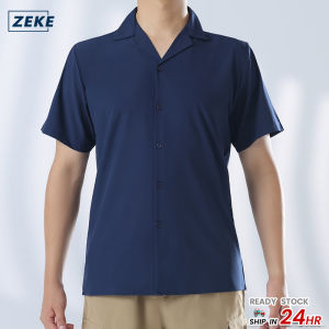 ZEKE Menswear Polo Shirt For Men Formal Short Sleeve Plain Poloshirt Casual Button Down Top