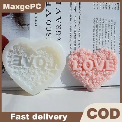 MaxgePC 1 cái khuôn silicon hình trái tim hoa hồng dụng cụ làm thạch cao nến Hoa Tình Yêu Tự làm khuôn đá sô cô la trang trí quà tặng ngày lễ tình nhân