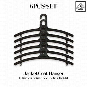 (6PCS/SET)18 Inches Thick Black Plastic Coat Hanger Suit Jacket Tuxedo Blazer Hotdog Shape Hanger