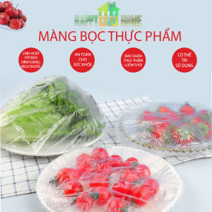 Set 100 Màng Bọc Thực Phẩm PE Có Chun Bọc Đồ Ăn Co Giãn Tái Sử Dụng Nhiều Lần