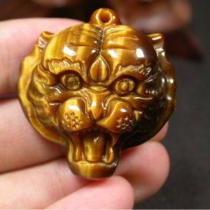 batu ukir natural naga tiger eye original liontin
