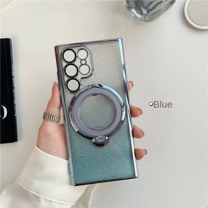 Casing For Samsung Galaxy S24 S23 Ultra Plus S23FE S 24 S24Ultra 5G 2024 Phone Case Gradual Glitter Folding Ring Holder Magnetic Transparent Shockproof Bumper TPU Edge Back Cover